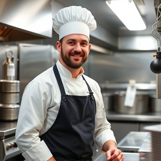 Benjamin Clark, Sous Chef of The Golden Spoon, working in the kitchen