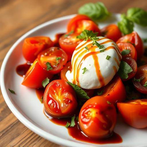 Heirloom Tomato Salad with burrata cheese and balsamic glaze