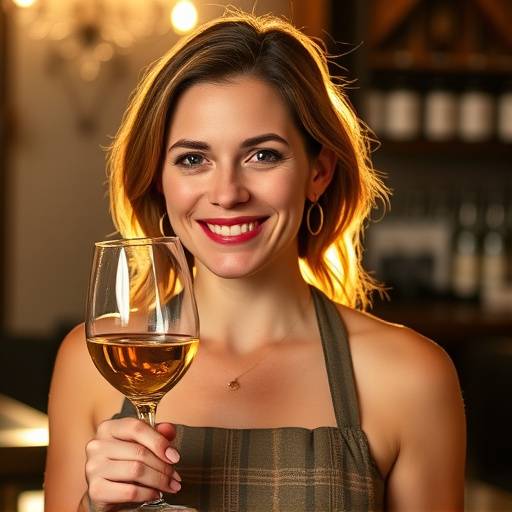 Olivia Wright, Sommelier of The Golden Spoon, holding a wine glass and smiling